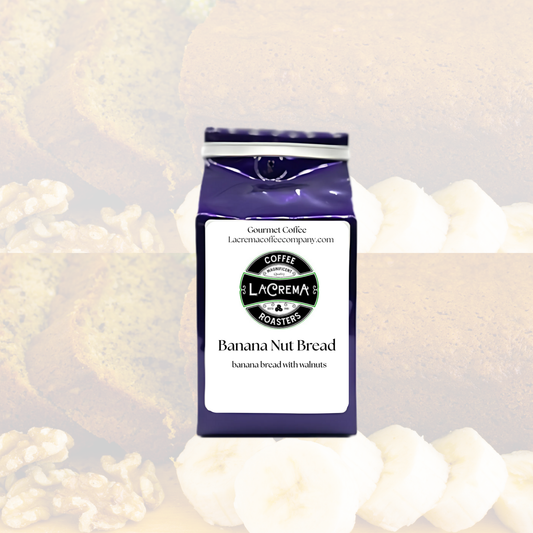 Banana Nut Bread flavored coffee – warm, nutty, and sweet with notes of ripe banana and baked spice. Vegan, sugar-free, keto-friendly, decaf available.