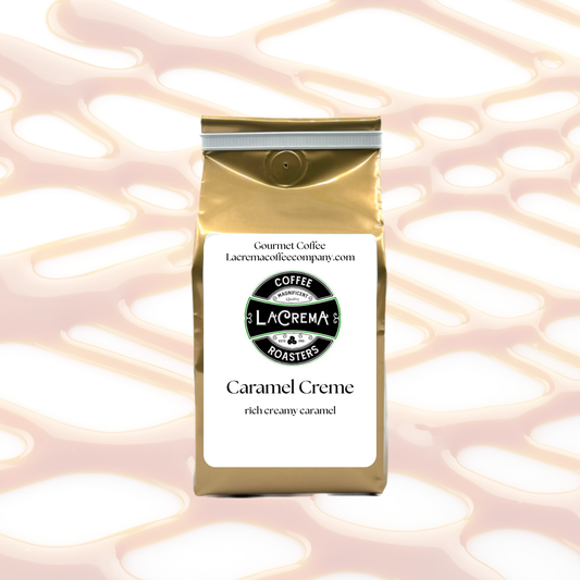 Caramel Crème flavored coffee – smooth, sweet, and creamy with rich caramel flavor. Vegan, sugar-free, keto-friendly, decaf available.