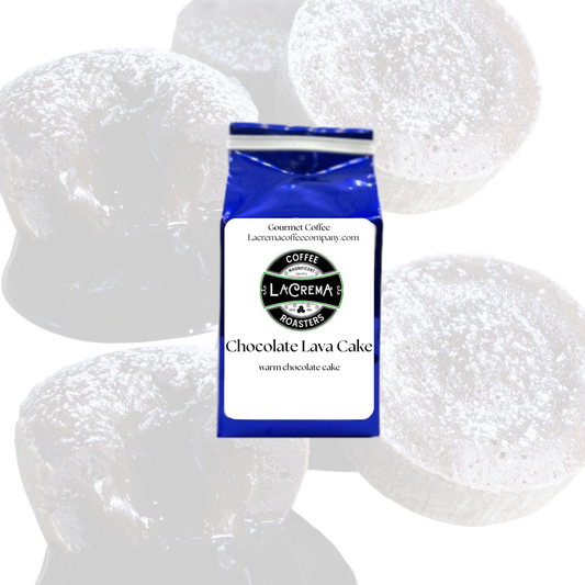 LaCrema Coffee – bag of Chocolate Lava Cake flavored ground coffee, a rich, indulgent dessert coffee available in regular and decaf