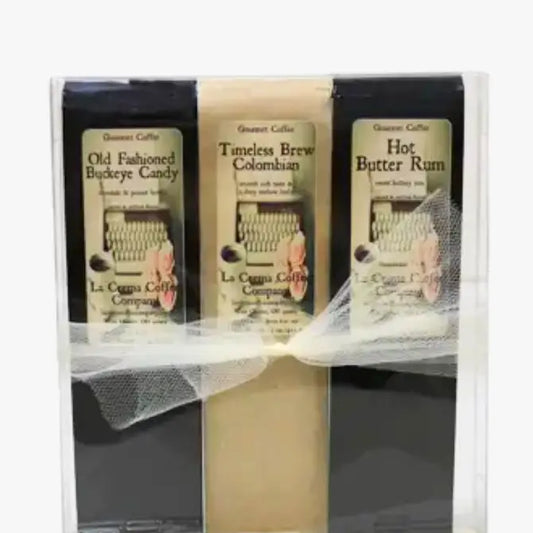 Vintage Coffee Trio – 1.5oz Perfect Pots in Ribboned Acetate Box (Packaging may very - Stick on bow included)