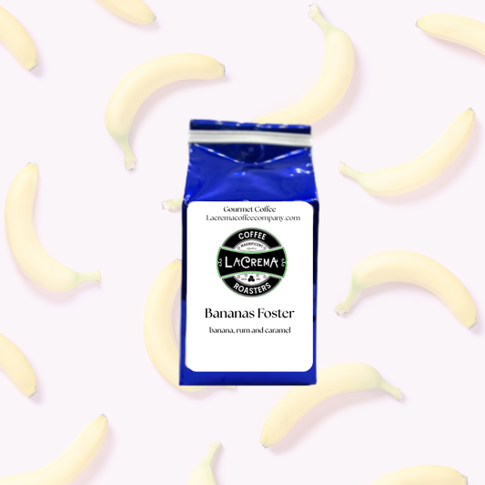 Bananas Foster flavored coffee – rich, caramelized banana flavor with hints of brown sugar and rum. Vegan, sugar-free, keto-friendly, decaf available.