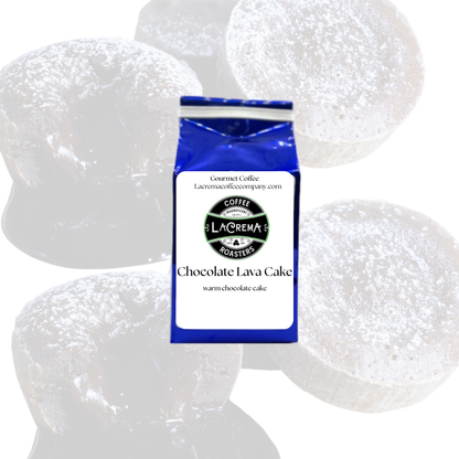LaCrema Coffee – bag of Chocolate Lava Cake flavored ground coffee, a rich, indulgent dessert coffee available in regular and decaf
