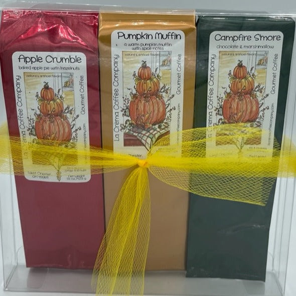 Fall Stacked Pumpkins Trio of 1.5 oz Coffees!